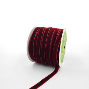 3/8 Inch Classic Velvet Ribbon with Woven Edge - PV-1-25 BURGUNDY