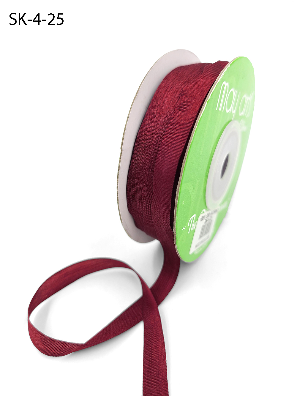 May Arts 1/4-Inch Wide Ribbon, Burgundy Silk Ribbon
