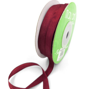 100% Hand-Dyed 1/4 Inch Silk Ribbon with Woven Edge - SK-4-25 - BURGUNDY