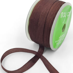 100% Hand-Dyed 1/4 Inch Silk Ribbon with Woven Edge - SK-4-93 - CHOCOLATE BROWN