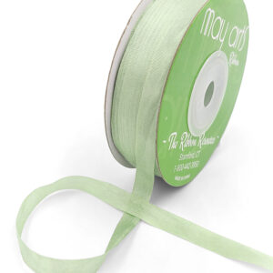 100% Hand-Dyed 1/4 Inch Silk Ribbon with Woven Edge - SK-4-98 - MINT GREEN