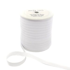 3/8 Inch Heavy-Weight (higher thread count) Classic Grosgrain Ribbon with Woven Edge - SX-38-01 WHITE