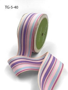 Pink, Green & Yellow Striped Grosgrain Woven Craft Ribbon 1 x 55