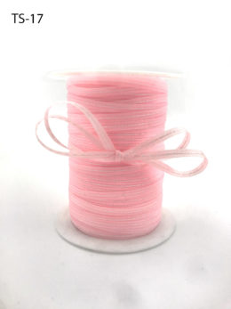 light pink and white stitched center woven ribbon