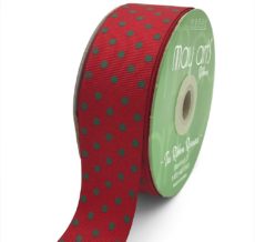 red and green swiss dots polka dot grosgrain ribbon