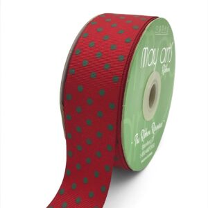 red and green swiss dots polka dot grosgrain ribbon