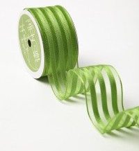 Parrot Green/White White Center Design (Wired) Ribbon