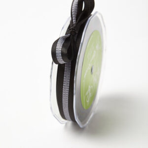 Black Solid with White Stitched Center Ribbon