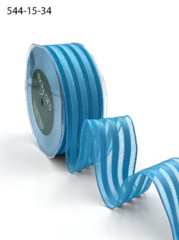 electric blue woven stripes wired ribbon