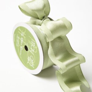 Celery Solid With Woven Center (Wired) Ribbon
