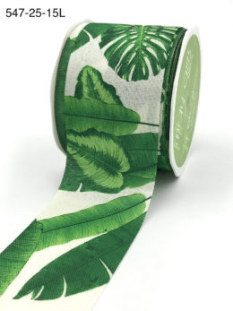 tropical banana leaf hawaiian palm faux linen ribbon