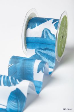 Blue Wired Tropical Leaves Print Ribbon