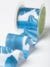 547 2.5″x10y Blue Wired Tropical Leaves Print Ribbon