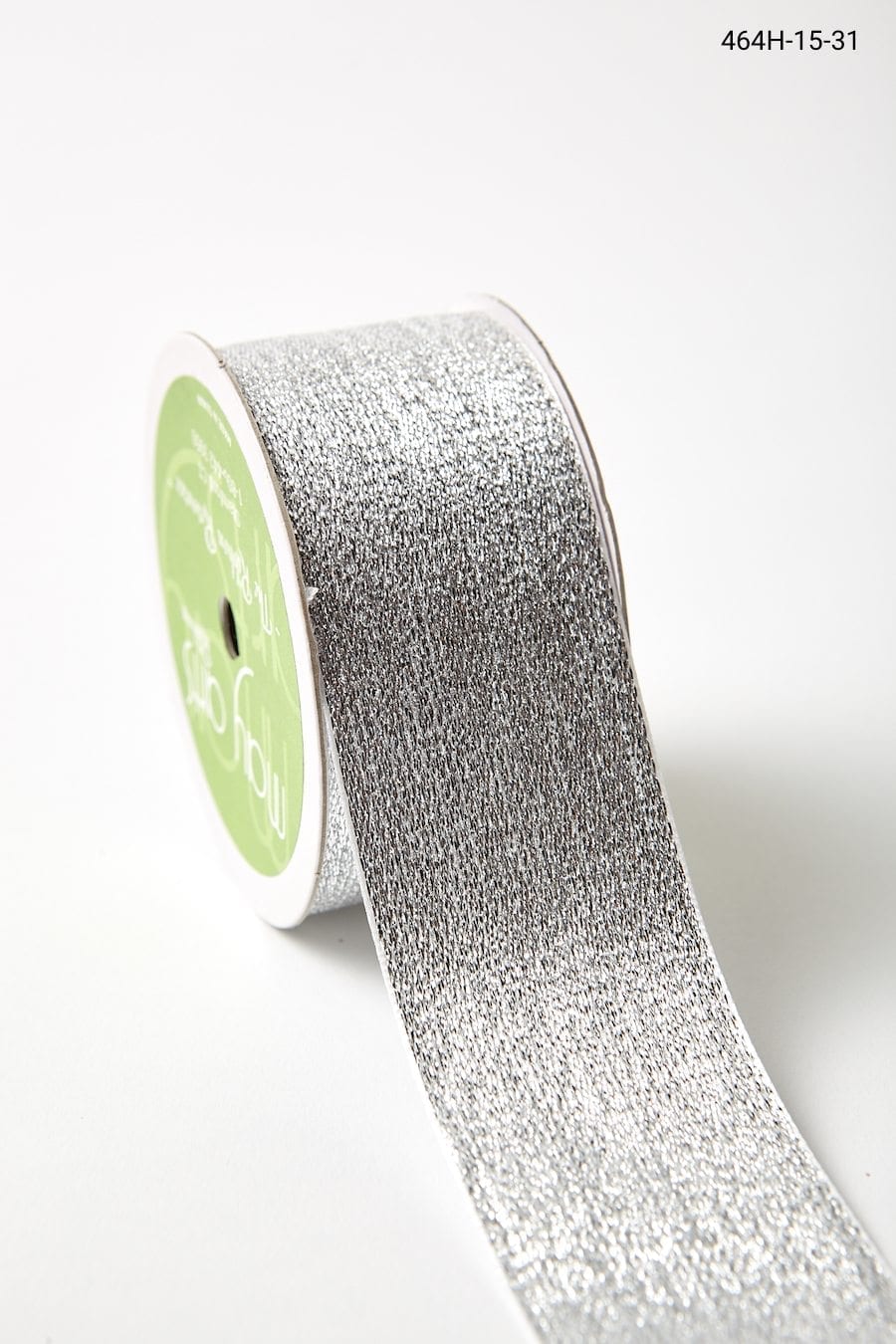 2.5 inch Wired White Christmas Ribbon with Large Silver Glittered Dots - 5  Yards