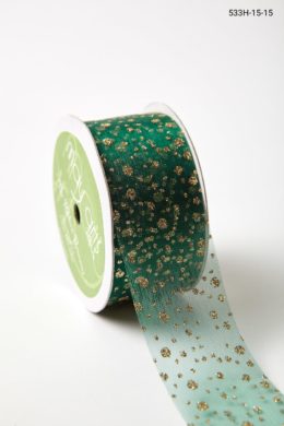 1.5” 533H-15-15 GREEN/GOLD GLITTER DOTS