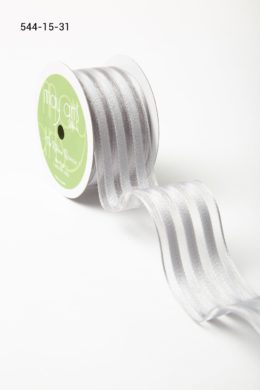 Grey Sheer with Woven Stripes Ribbon