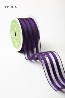 Violet Sheer with Woven Stripes Ribbon