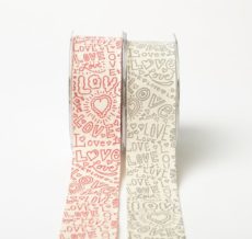 Hand Drawn Love Linen Ribbon