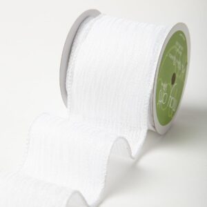 White Wired Solid w/ Waves Ribbon