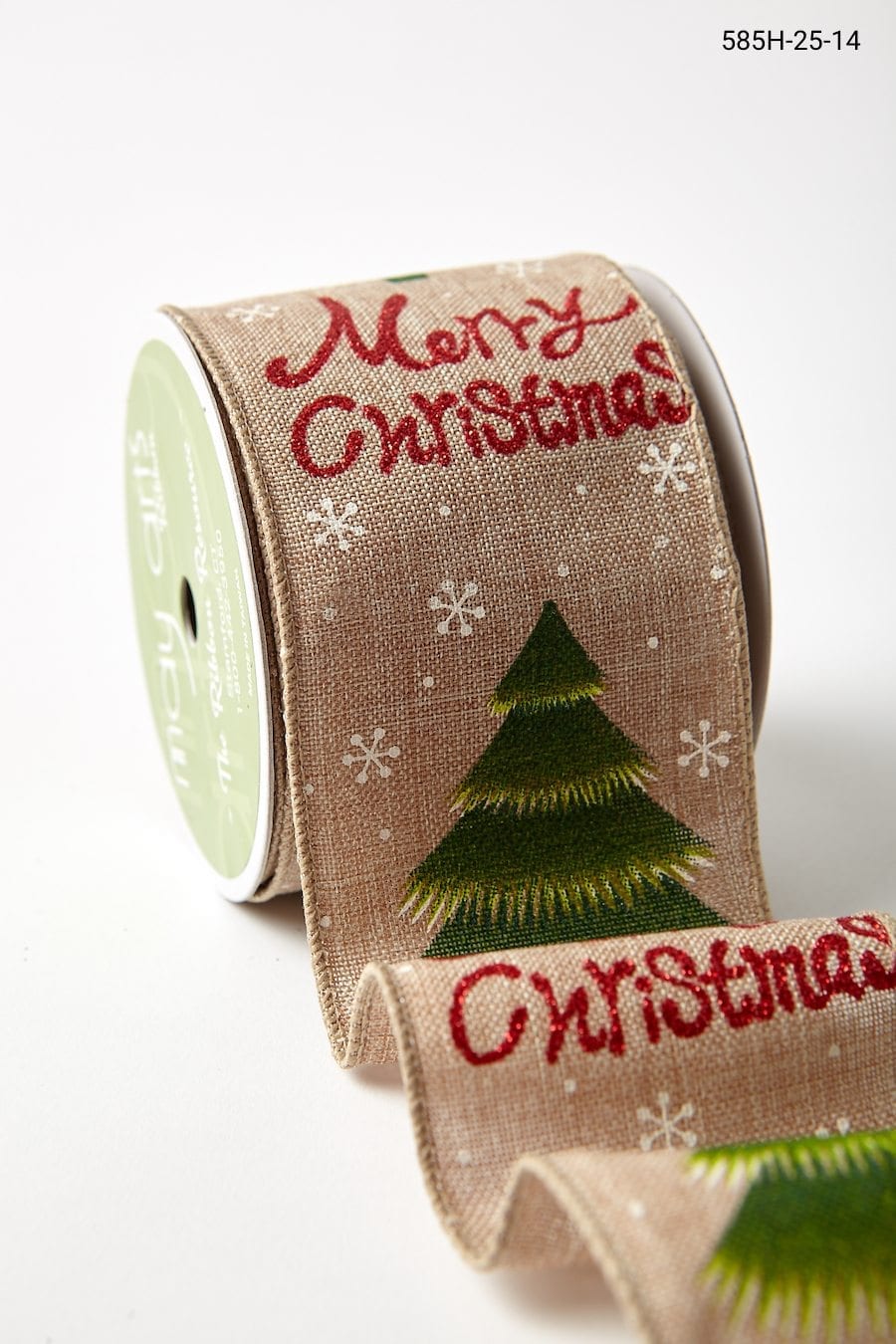 May Arts Ribbon 2.5'' Burlap 'Merry Christmas' Wired Ribbon One-Size