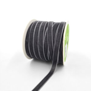 3/8 Inch Classic Velvet Ribbon with Woven Edge - PV-1-95 Charcoal
