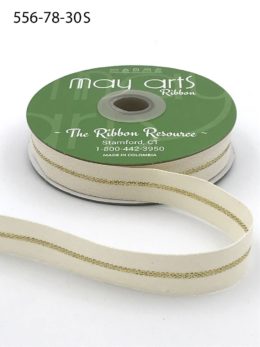 gold metallic line canvas cotton ribbon