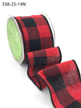 red and black buffalo check wired ribbon