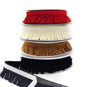 1 Inch Adhesive Suede Fringe Ribbon with Cut Edge