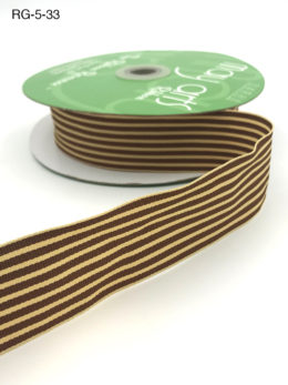 chocolate brown and dark ivory tan striped grosgrain ribbon