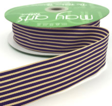 violet and dark ivory tan striped grosgrain ribbon