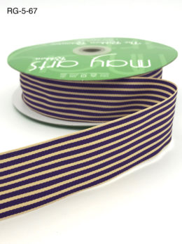 violet and dark ivory tan striped grosgrain ribbon