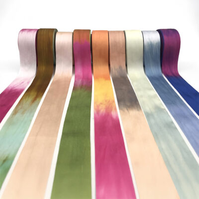 1.25 Inch 100% Hand-Dyed Variegated (multi-color) Silk Ribbon with Woven Edge