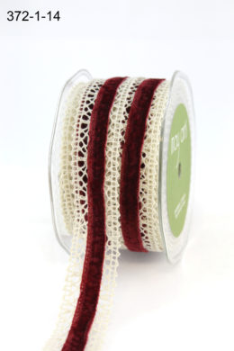 burgundy velvet and crochet ribbon shabby chic ribbon