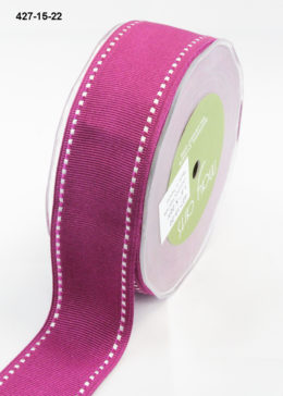 white stitched edges hot pink grosgrain ribbon