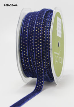 metallic gold polka dot royal blue velvet ribbon