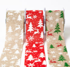 2.5" Christmas print jute ribbons