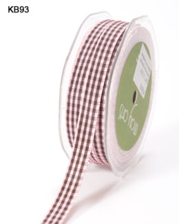 pink and brown checkered gingham ribbon