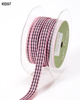pink and black checkered gingham ribbon