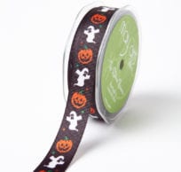 BLACK PUMPKIN/GHOST Grosgrain w/ Print Ribbon