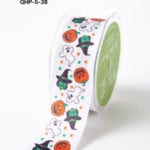 WHITE PUMPKIN / GHOST / WITCH Grosgrain w/ Print Ribbon