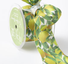 Lemons Leaves Print Ribbon Yellow/Green/White