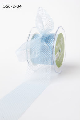 Blue/White Sheer Mini White Dot Ribbon