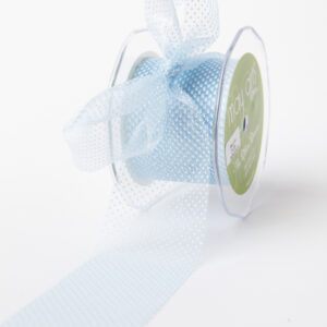 Blue/White Sheer Mini White Dot Ribbon