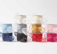 2 Inch Shimmer Sheer Mini White Dot Ribbon with Cut Edge