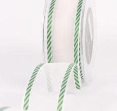 Variation #0 of 1.5 Inch White Sheer / Diagonal Stripes (Wired) Ribbon