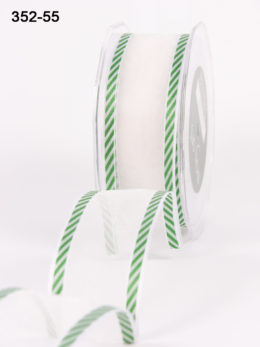 Variation #0 of 1.5 Inch White Sheer / Diagonal Stripes (Wired) Ribbon