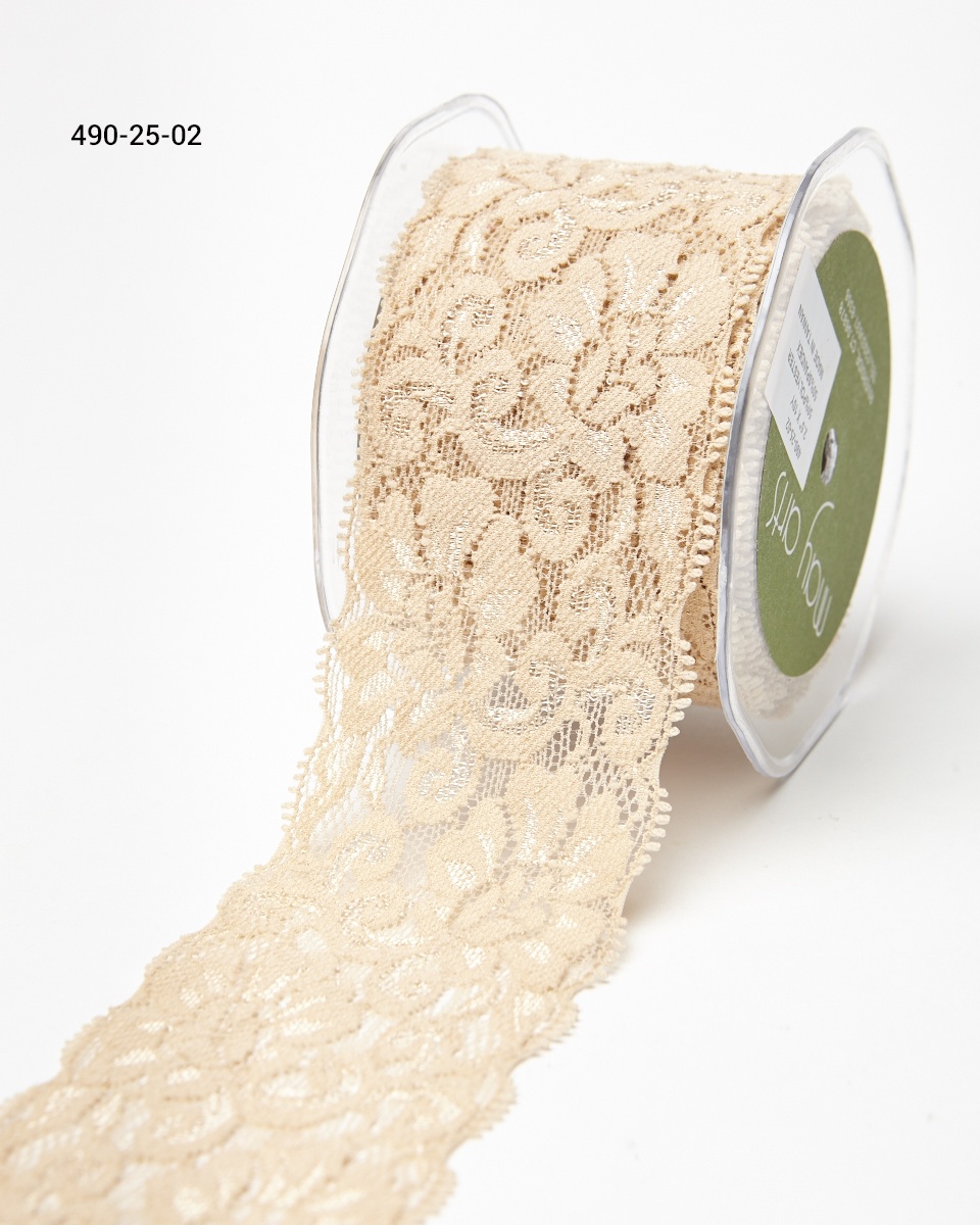 Eyelash Elastic Lace Ribbon - 2.5 Online Ribbon - May Arts Ribbon