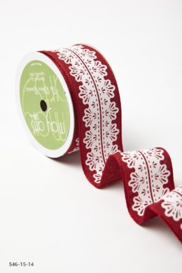 Variation #157290 of 1.5 Inch White Lace Center Design Ribbon