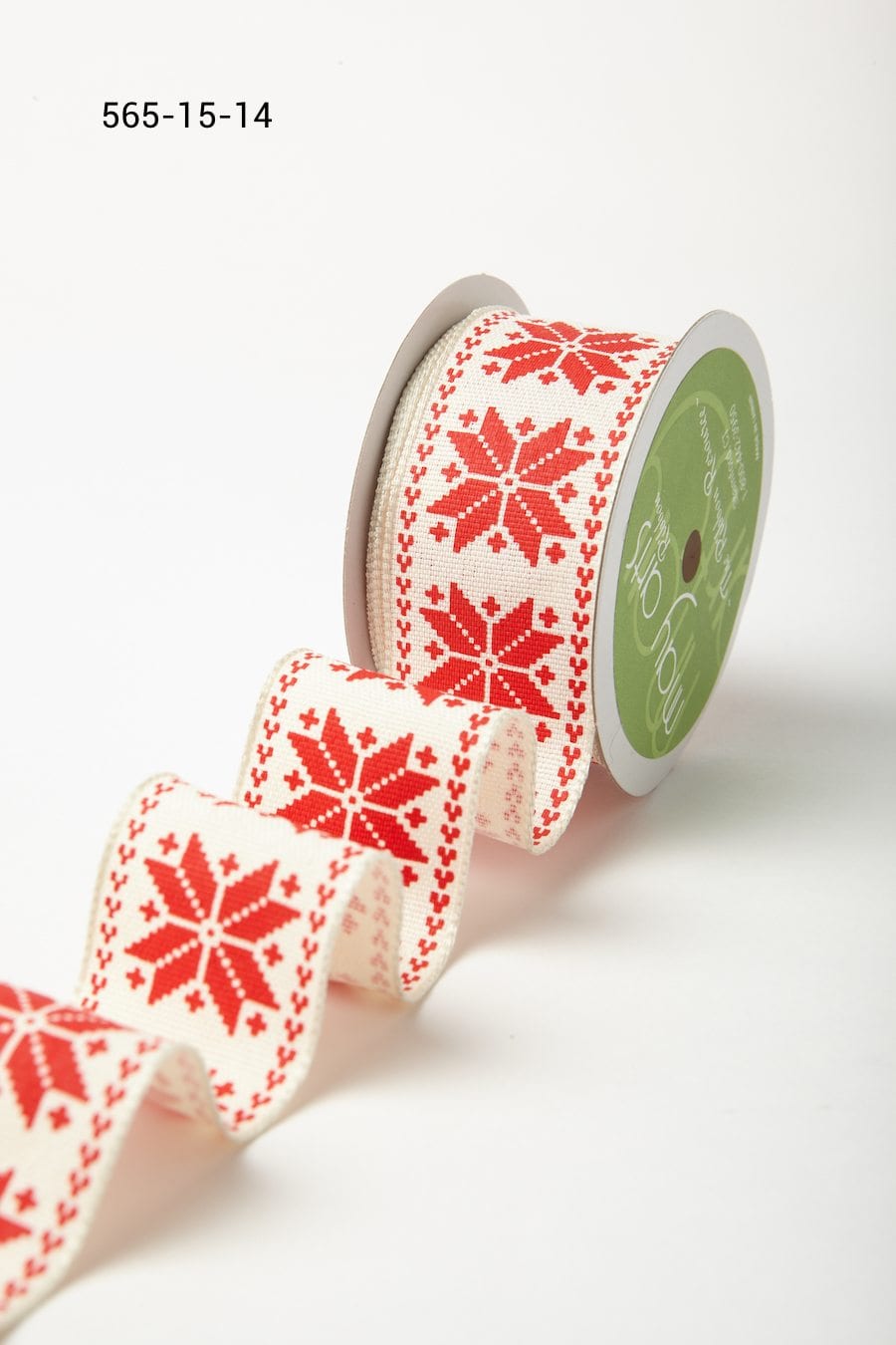 Variation #184623 of 1.5 Inch Wired Scandinavian Snowflake Ribbon