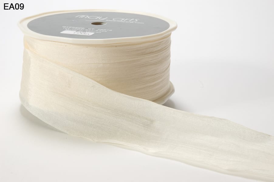 May Arts Ribbon - 1 Antique Ivory Frayed Cotton Linen Ribbon (default)
